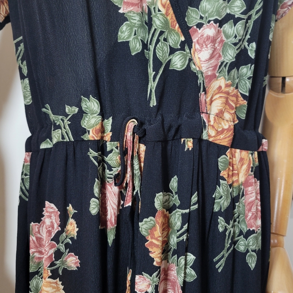 Christy Dawn Black Midi Dress with Pink and Peach Floral Print - Picture 3 of 11